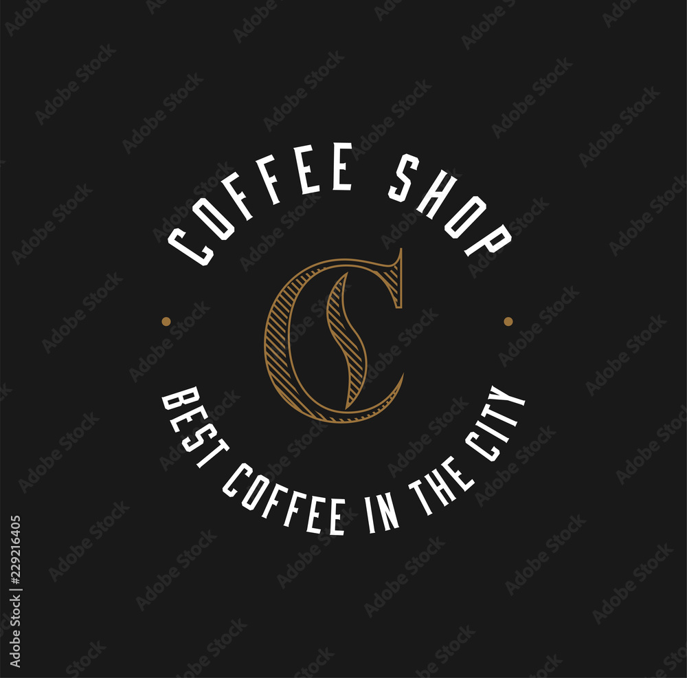 Fototapeta premium Minimalistic Coffee Shop Logo. Cafe Logo. Vector Illustration.