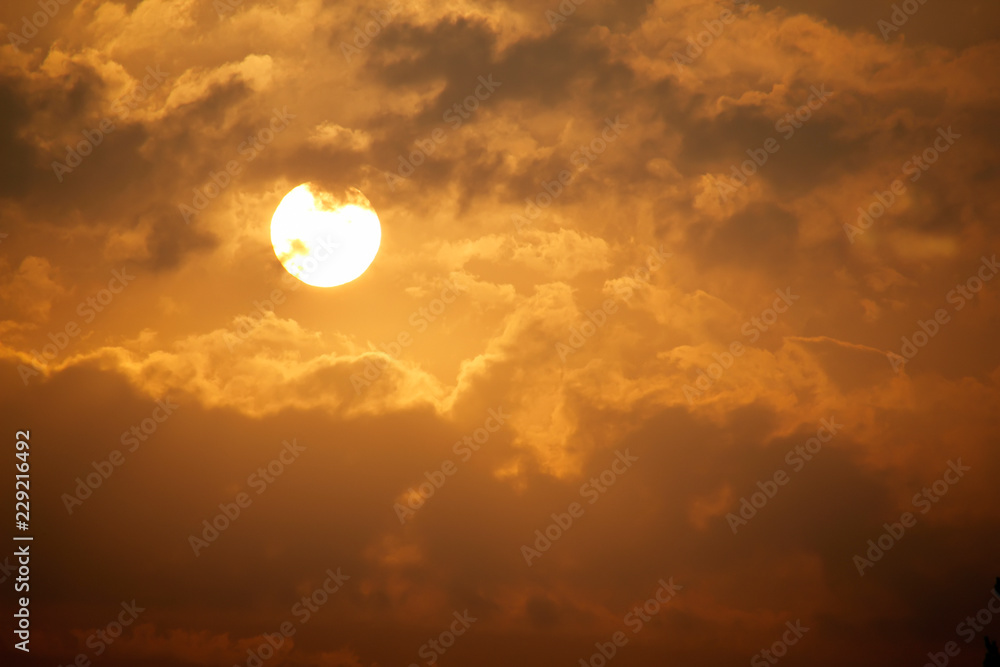 This beautiful golden sunrise with painterly clouds and large golder sun would make for a beautiful background for nature or inspirational illustrations.