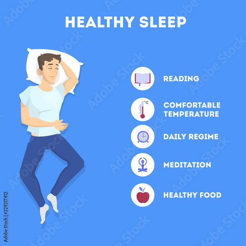 Rules of good healthy sleep at the night.