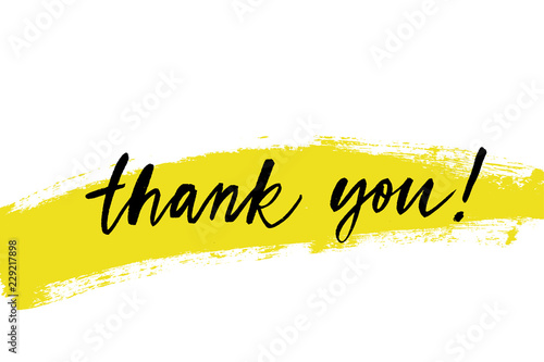 Thank you, handwritten phrase. Modern brush calligraphy.