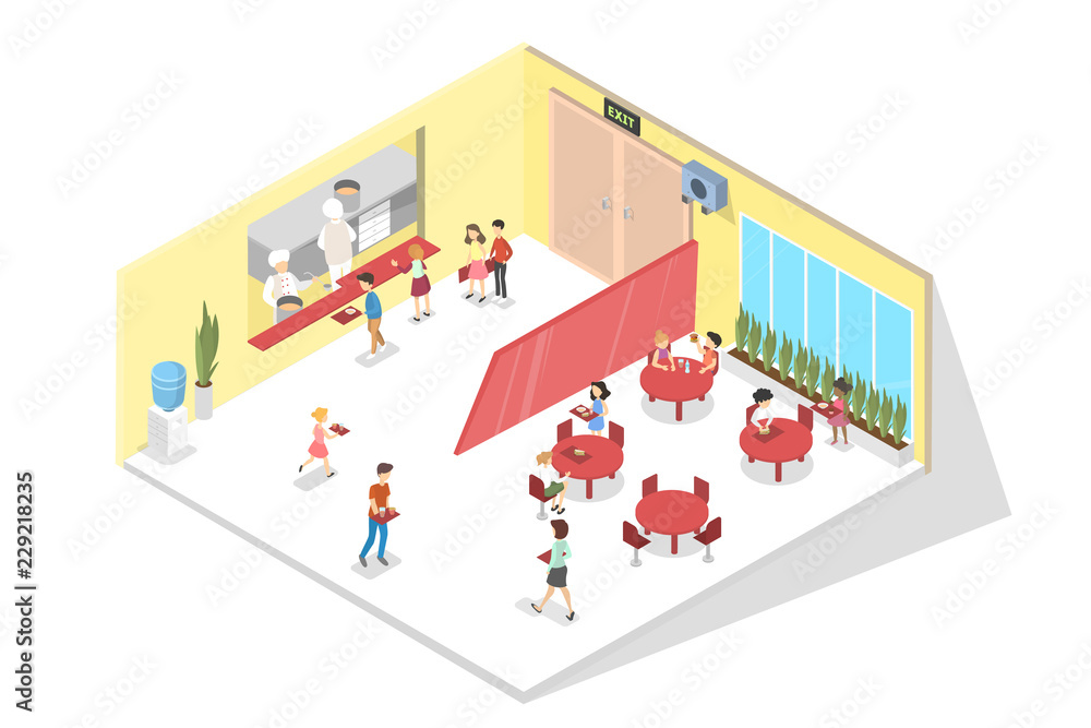 Children have lunch in the school cantine