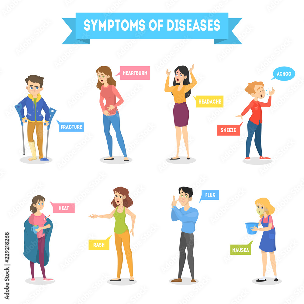 Collection of symptom of different illness. Body sickness.