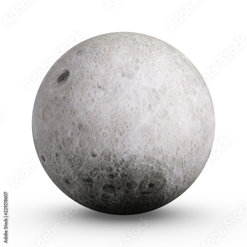 3D Rendering Moon isolated on white
