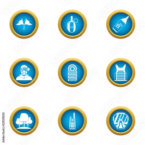 Air gun icons set. Flat set of 9 air gun vector icons for web isolated on white background