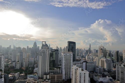 Bangkok, Thailand - 30 October, 2018:The city escape sky view from  MRT Sukumbit, office building, condominiums and hotels in business area around sukhumvit road, in afternoon © sky studio