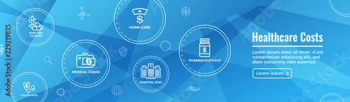 Healthcare costs Icon Set Web Header Banner - expenses showing concept of expensive health care