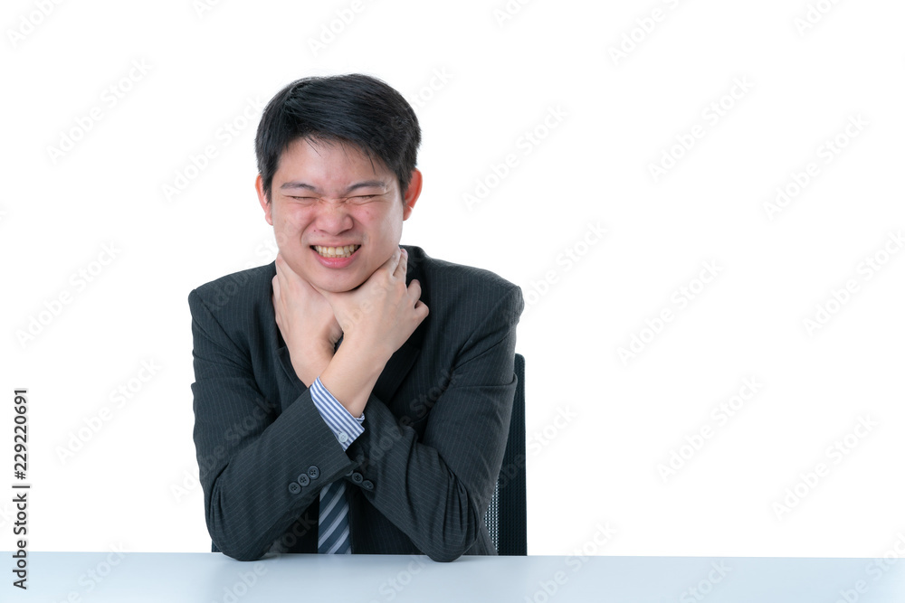 business asian man in suit trying to suicide business problem ideas concept business asian man in suit trying to suicide business problem ideas concept