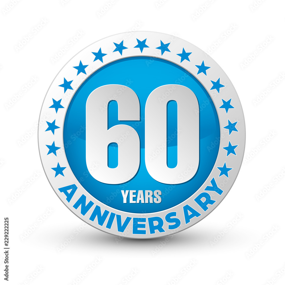 Sixty years anniversary badge with stars Sixty years anniversary badge with stars