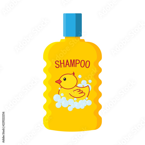 Baby shampoo bottle. Logo duckling
