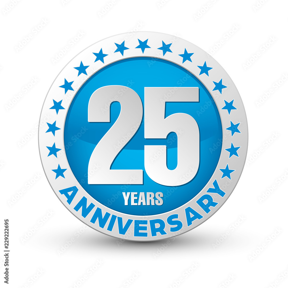 Twenty five years anniversary badge with stars Twenty five years anniversary badge with stars