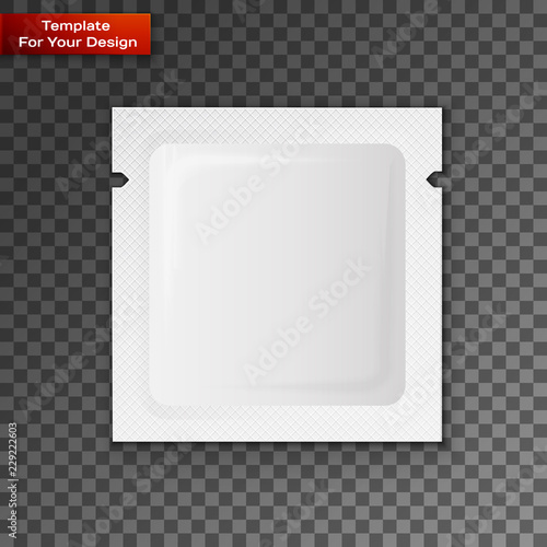 Blank white plastic sachet for coffee