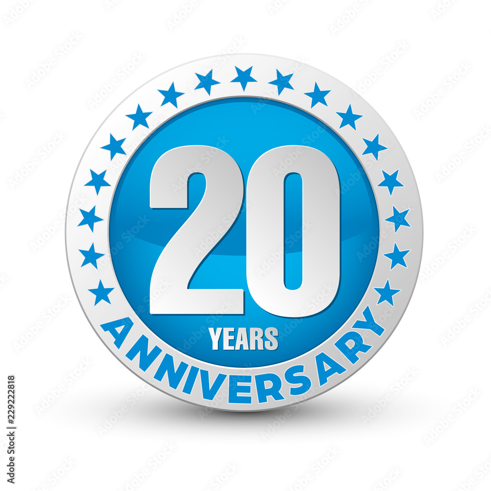 Twenty years anniversary badge with stars Twenty years anniversary badge with stars