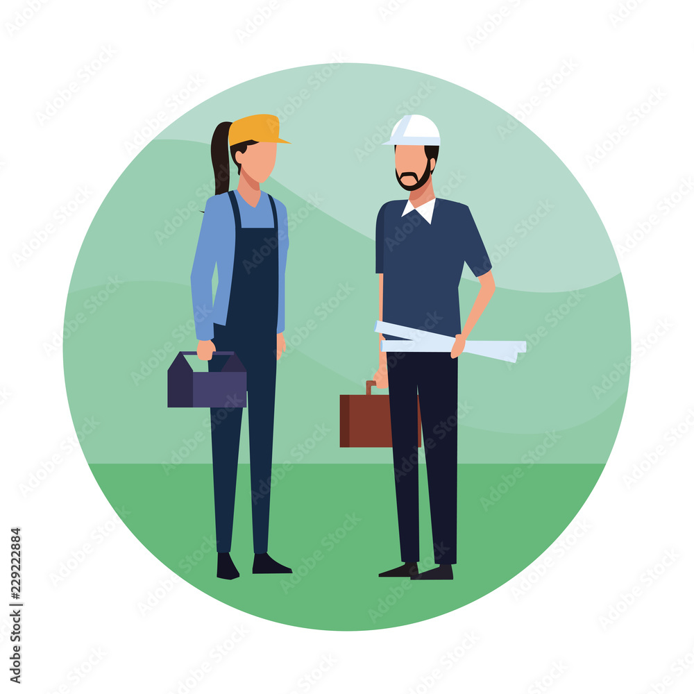 Obraz premium Architecs and workers