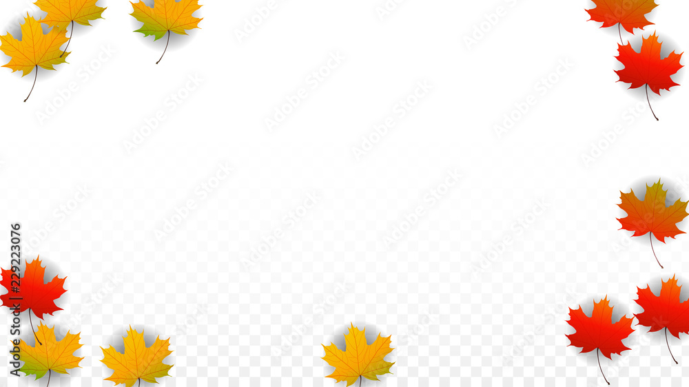 September Vector Background with Golden Falling Leaves. Autumn Illustration with Maple Red, Orange, Yellow Foliage. Isolated Leaf on Transparent Background. Bright Swirl. Suitable for Posters. September Vector Background with Golden Falling Leaves. Autumn Illustration with Maple Red, Orange, Yellow Foliage. Isolated Leaf on Transparent Background. Bright Swirl. Suitable for Posters.