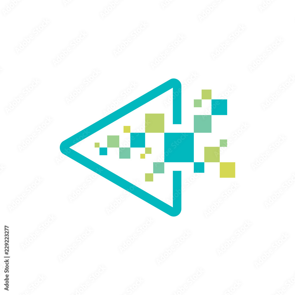 Technology - vector logo template for corporate identity. Triangle arrow abstract chip sign. Network, internet tech concept illustration. Play multimedia. Design element