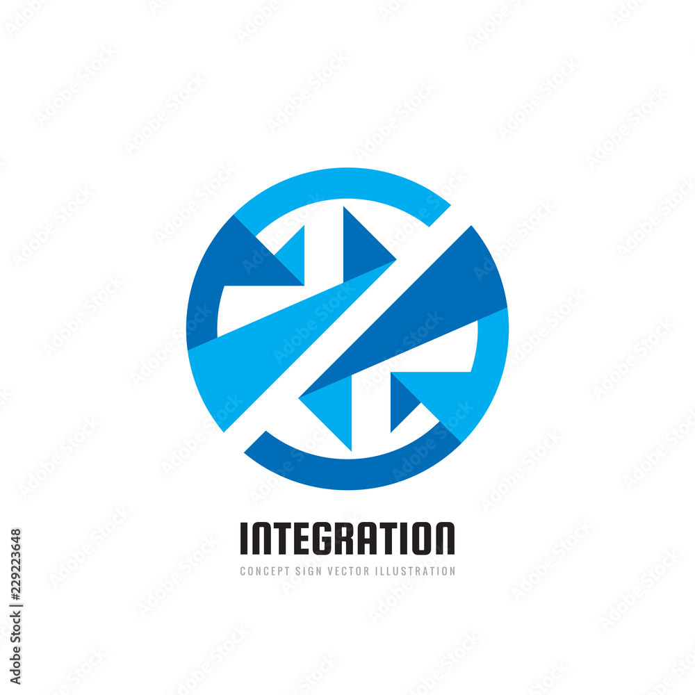 Interaction - vector logo template concept illustration. Cooperation creative sign in blue colors. Abstract geometric symbol. Design element. Interaction - vector logo template concept illustration. Cooperation creative sign in blue colors. Abstract geometric symbol. Design element.