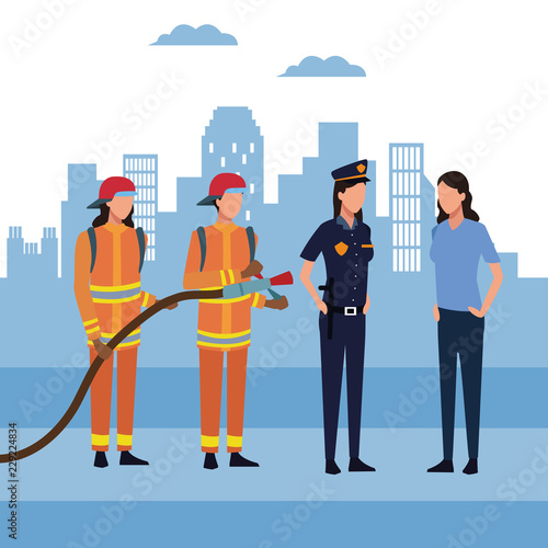 Firefighters at city