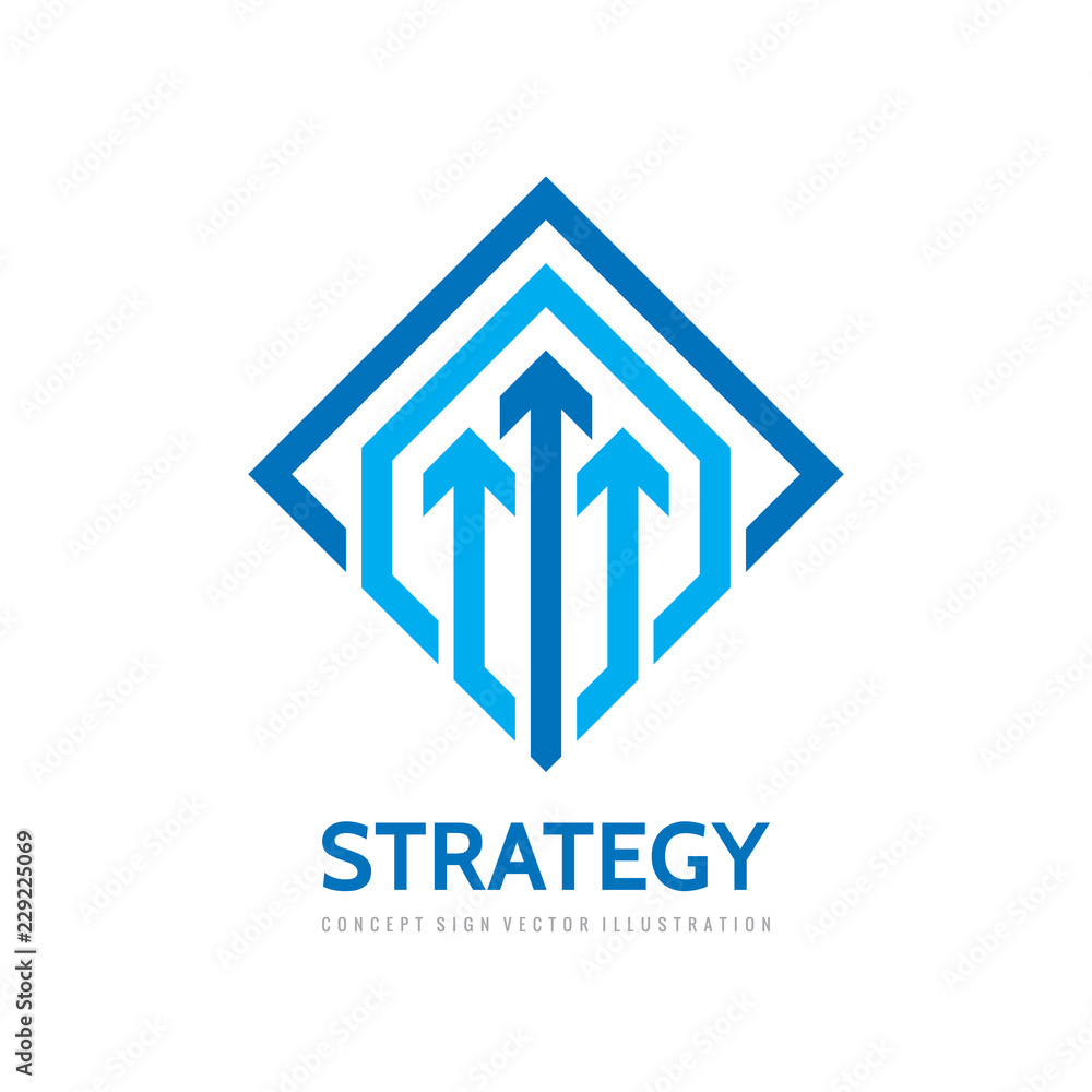 Fototapeta premium Business strategy vector logo template concept illustration. Three arrows creative sign. Progress development icon symbol. Geometric design element.
