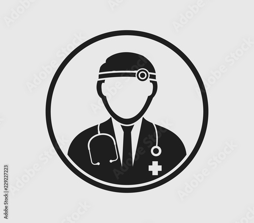 Otorhinolaryngologist medical icon with circle shape. Flat style illustration. © new_cox