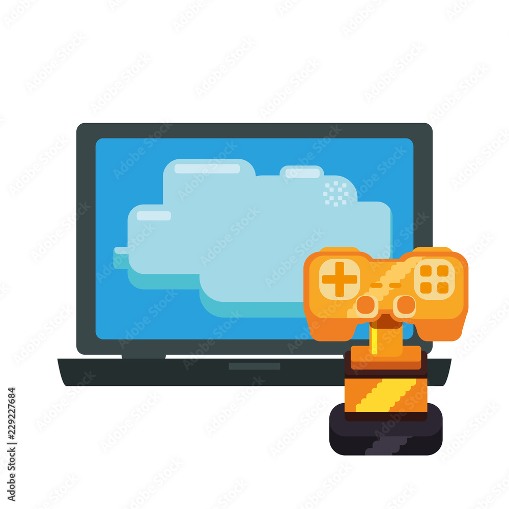 trophy award with video game control and laptop trophy award with video game control and laptop