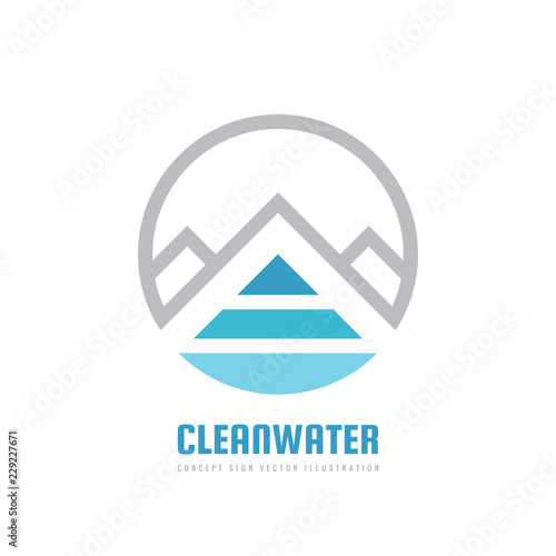 Natural clean water & glacier mountain - vector logo template concept illustration. Expedition mountaineering sign. Tourism symbol. Graphic design element. 
