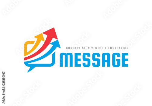 Message - speech bubbles with arrows vector business logo template concept illustration. Dialogue talking icon. Chat sign. Social media symbol. Communication consulting insignia. Design element.