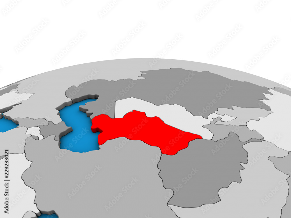 Turkmenistan on political 3D globe. Turkmenistan on political 3D globe.
