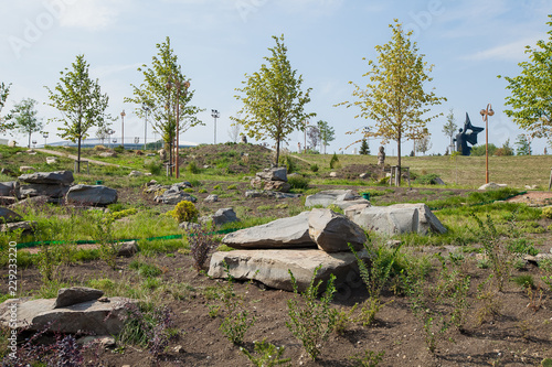 Park of Stones, Donetsk 2012, Munitipal Garden Scythian Culture statues with speppe plants