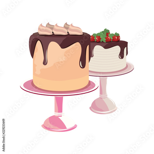 sweet cakes on stand celebration birthday