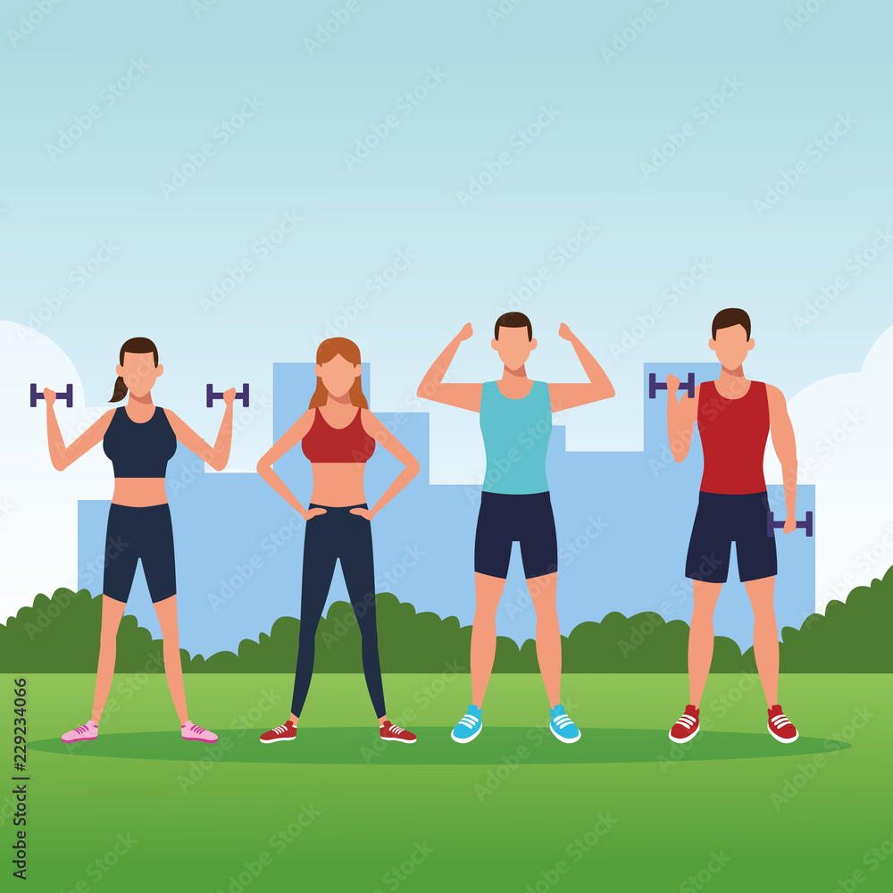 Obraz premium fitness people doing exercise