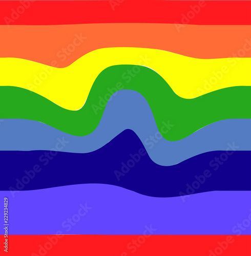 Rainbow opt art background. Seamless pattern. LGBT colors. Abstract geometric striped pattern. Wavy pattern.