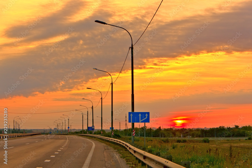 Dawn over the road. Lipetsk region, Russia. Translation of the inscription on the index: 