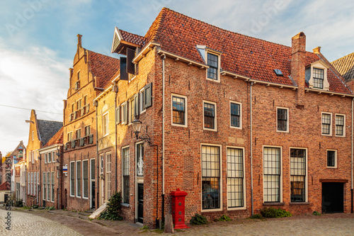 Ancient Dutch residential houses in the city of Deventer in Overijssel