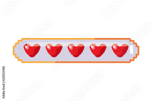 pixel video game health bar hearts