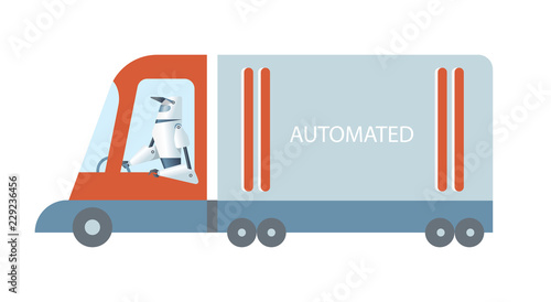 Self driving autonomous truck drived by robot