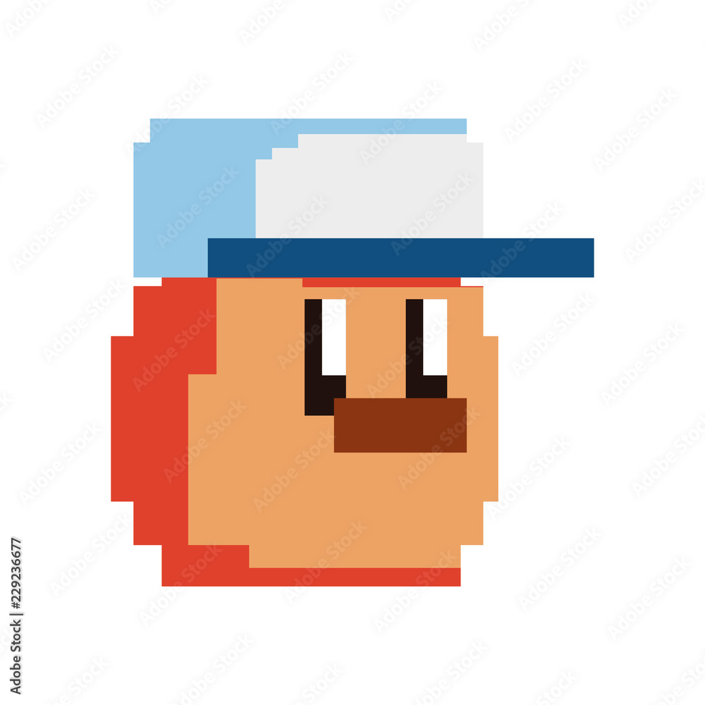 pixel video game character with cap pixel video game character with cap