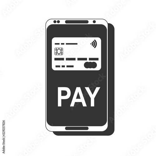 Mobile payment. NFC smart phone concept flat icon. Stock flat vector illustration.