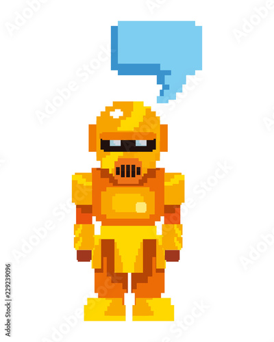 pixel video game gold robot