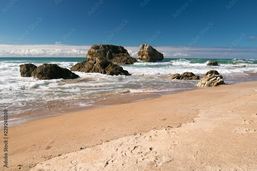 beautiful scenic beach of ilbarritz in summer, biarritz, basque country, france beautiful scenic beach of ilbarritz in summer, biarritz, basque country, france
