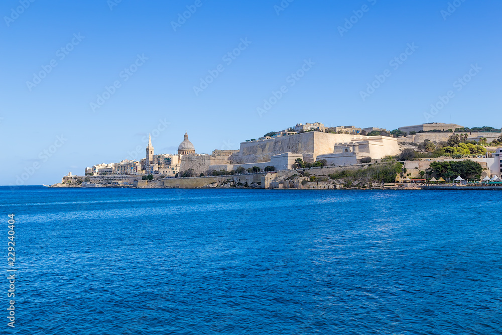 Floriana, Valletta, Malta. View from Marsamxett Bay