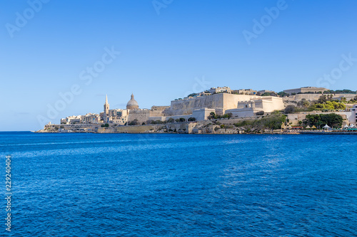 Fototapeta Naklejka Na Ścianę i Meble -  Floriana, Valletta, Malta. View from Marsamxett Bay