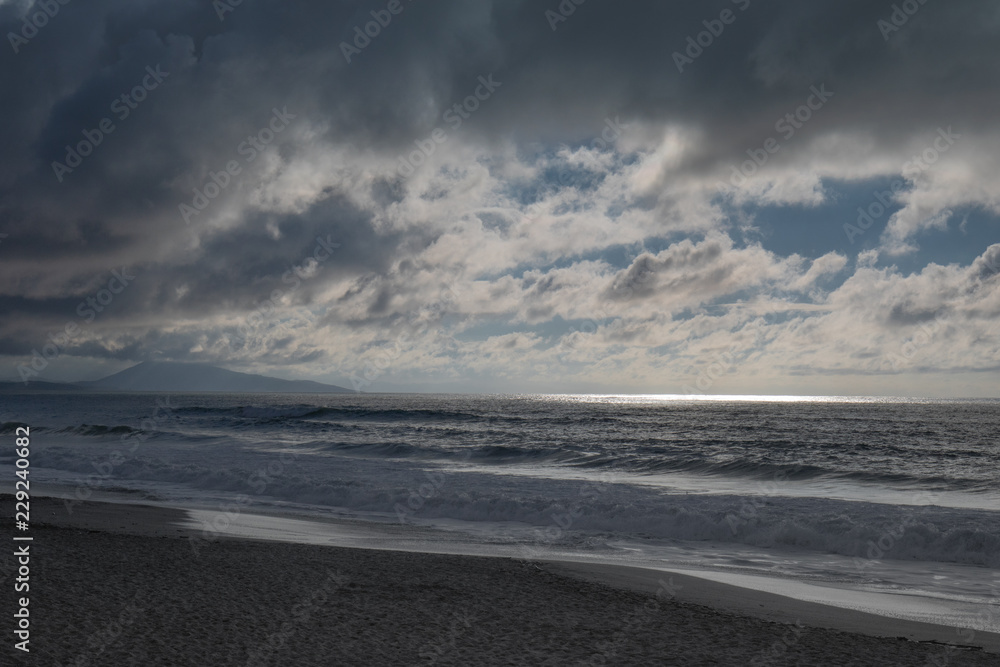 dramatic moody atmosphere on atlantic coastline in evening summertime, biarritz, france dramatic moody atmosphere on atlantic coastline in evening summertime, biarritz, france