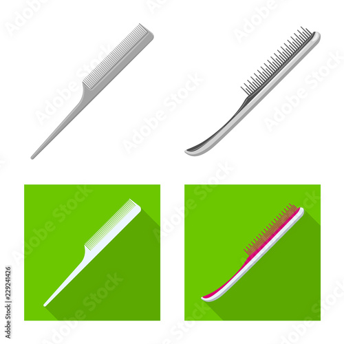Isolated object of brush and hair logo. Collection of brush and hairbrush stock symbol for web.