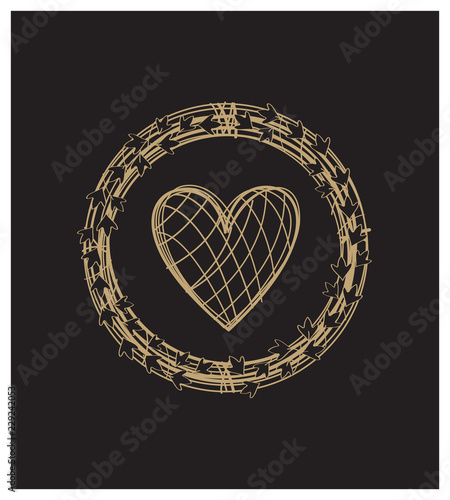 illustration de couronne en osier avec coeur