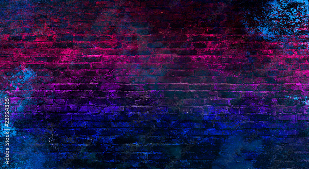 Empty background of old brick wall, background, neon light Stock Photo |  Adobe Stock