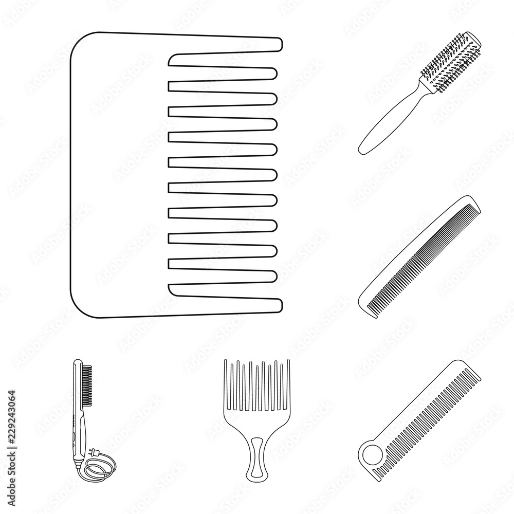 Isolated object of brush and hair icon. Collection of brush and hairbrush stock vector illustration. Isolated object of brush and hair icon. Collection of brush and hairbrush stock vector illustration.
