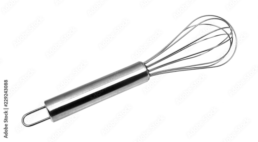 A kitchen whisk isolated on a white background. A kitchen whisk isolated on a white background.