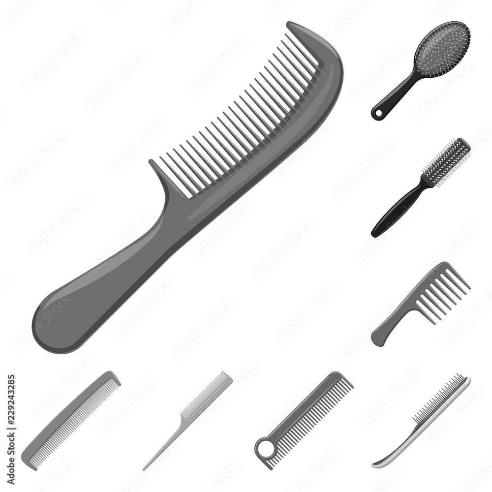 Fototapeta premium Vector design of brush and hair logo. Set of brush and hairbrush vector icon for stock.