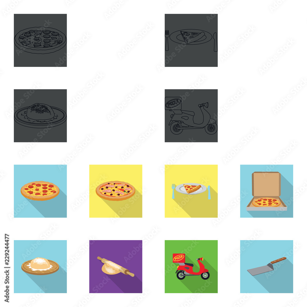 Vector design of pizza and food sign. Set of pizza and italy vector icon for stock. Vector design of pizza and food sign. Set of pizza and italy vector icon for stock.