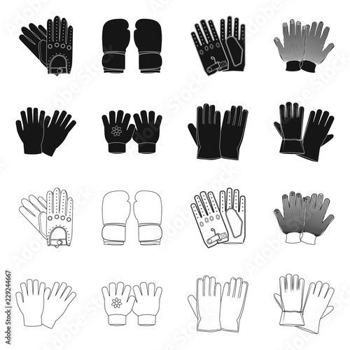 Vector design of glove and winter logo. Set of glove and equipment vector icon for stock.